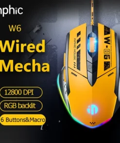INPHIC W6 RGB Wired Gaming Mouse 12800DPI Optical Mouse 6 Programmable Buttons 1000Hz USB Laptop PC Mouse for Windows 7/8/10/XP – Image 3